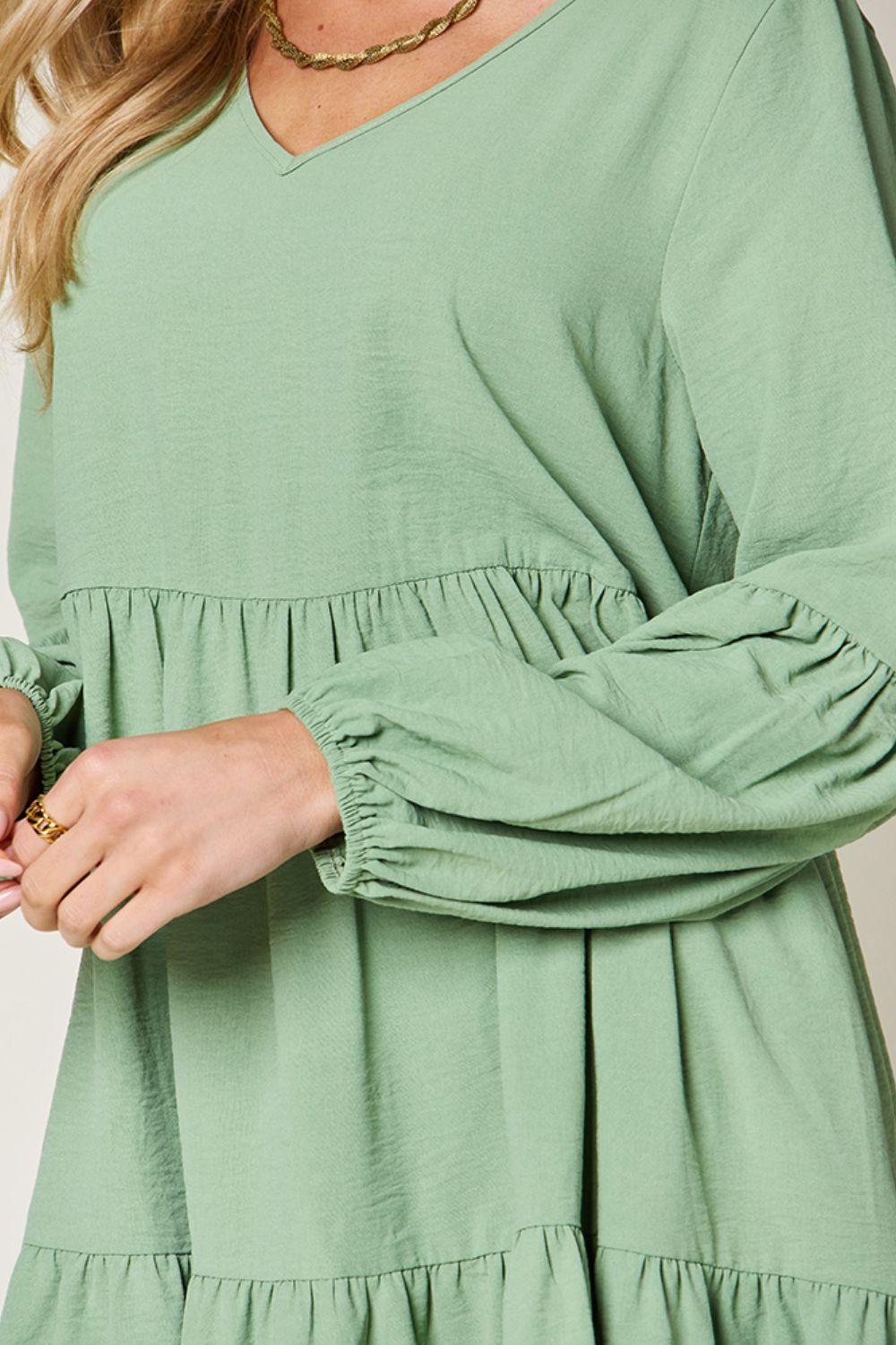 V-Neck Short Tiered Dress