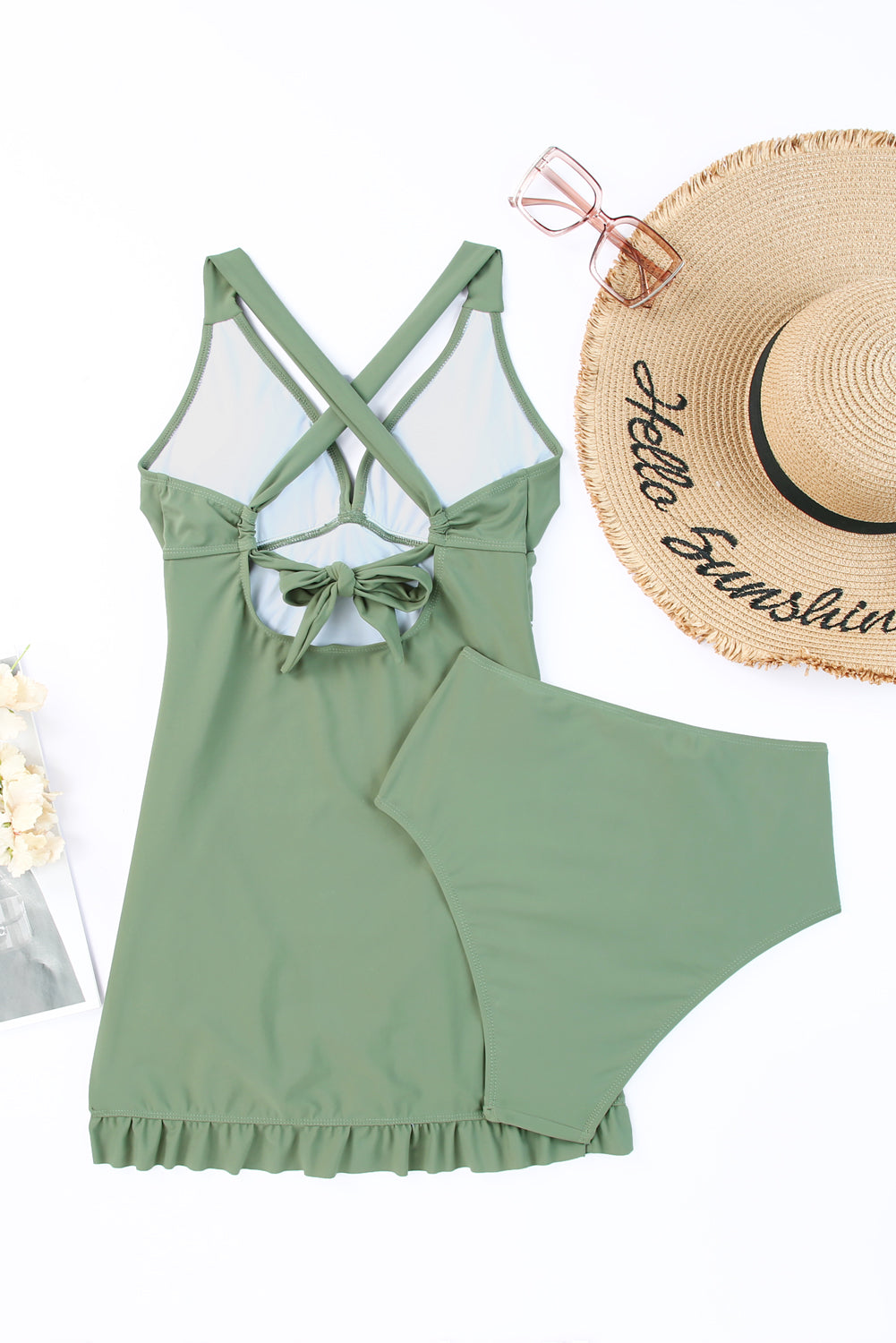 Tie Back Swim Dress and Bottoms Set