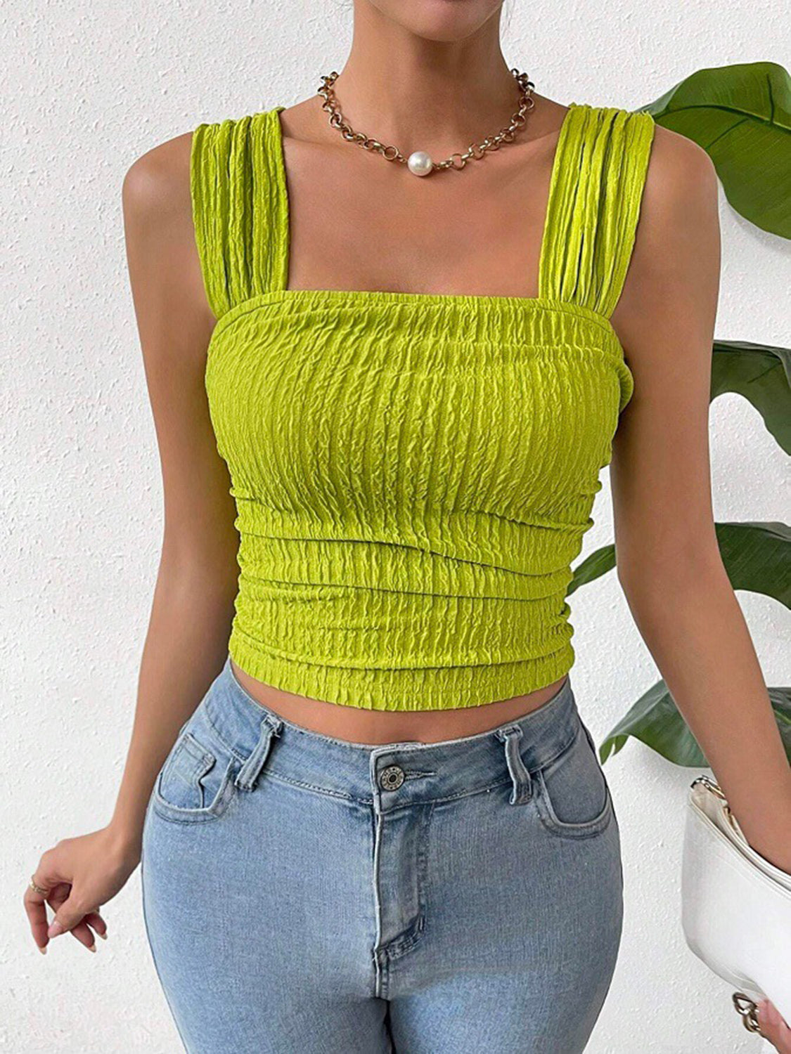 Beautiful Textured Wide Strap Tank