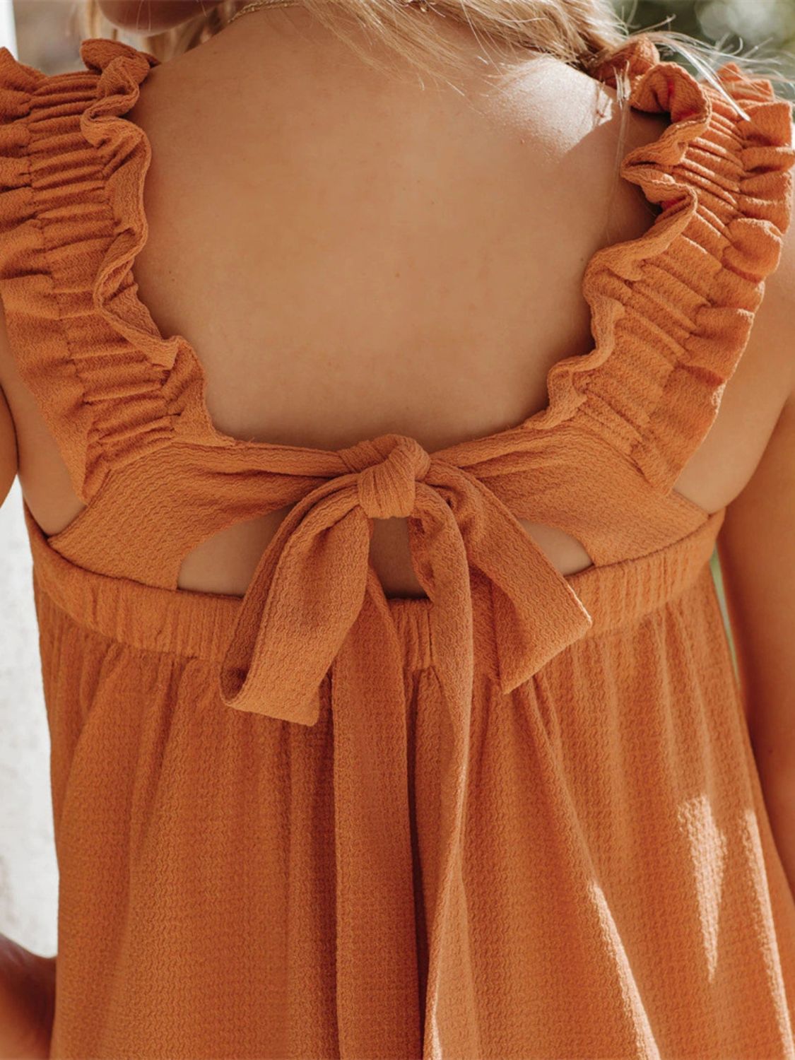 Frill Tie Up Open Back Dress