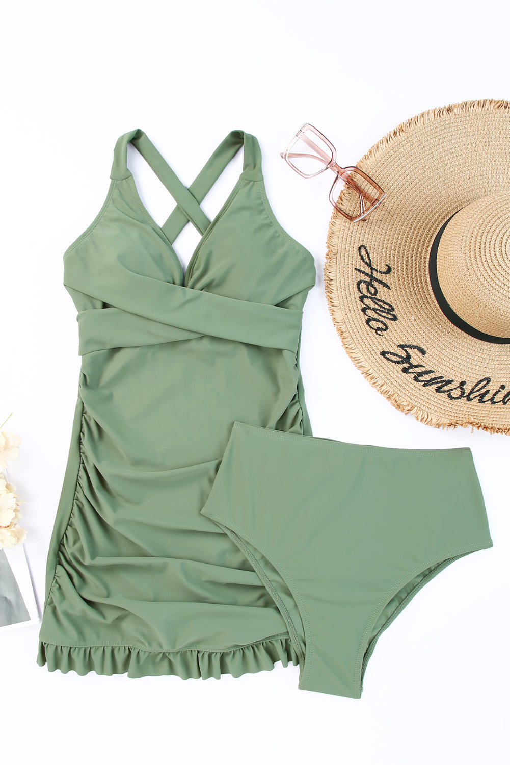 Tie Back Swim Dress and Bottoms Set