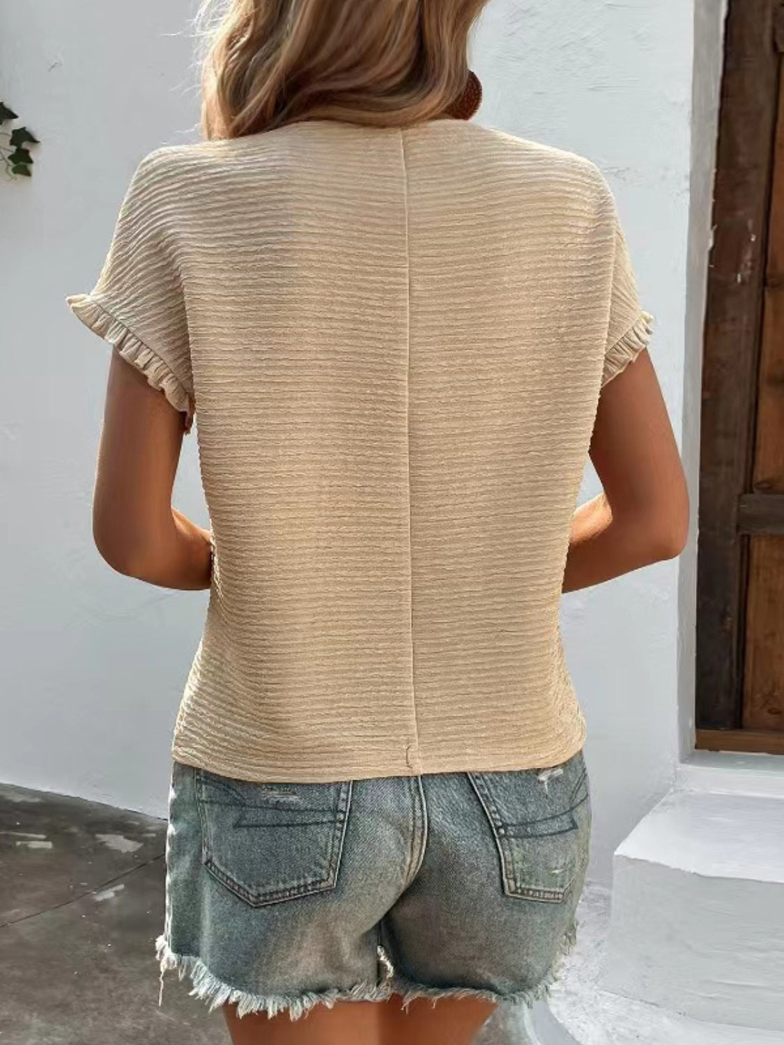 Textured V-Neck T-Shirt