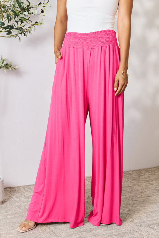 Smocked Wide Leg Pants