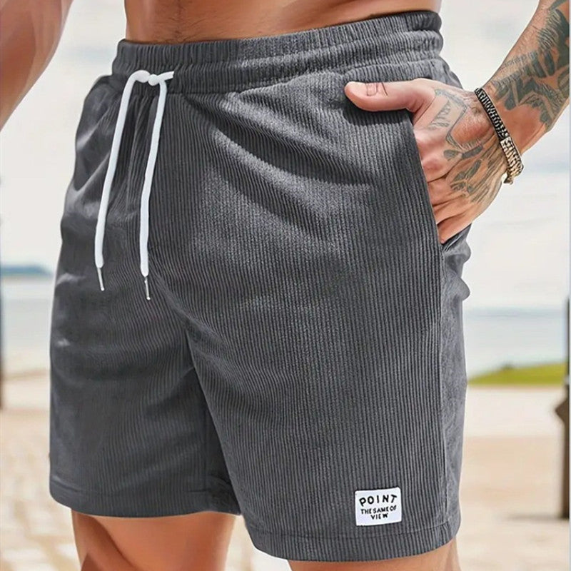 Lace-up Drawstring Corduroy Sports Short