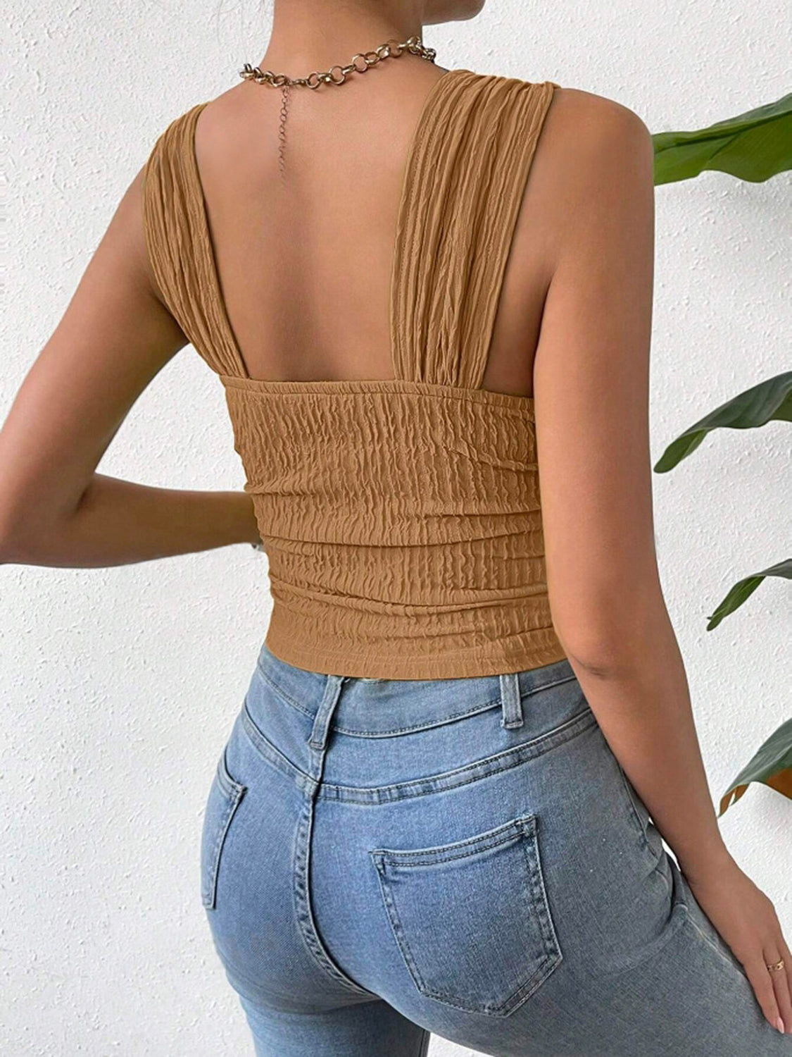 Beautiful Textured Wide Strap Tank