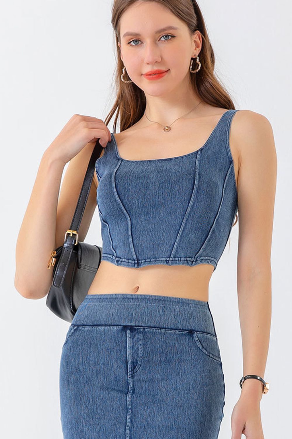 Cropped Denim Tank