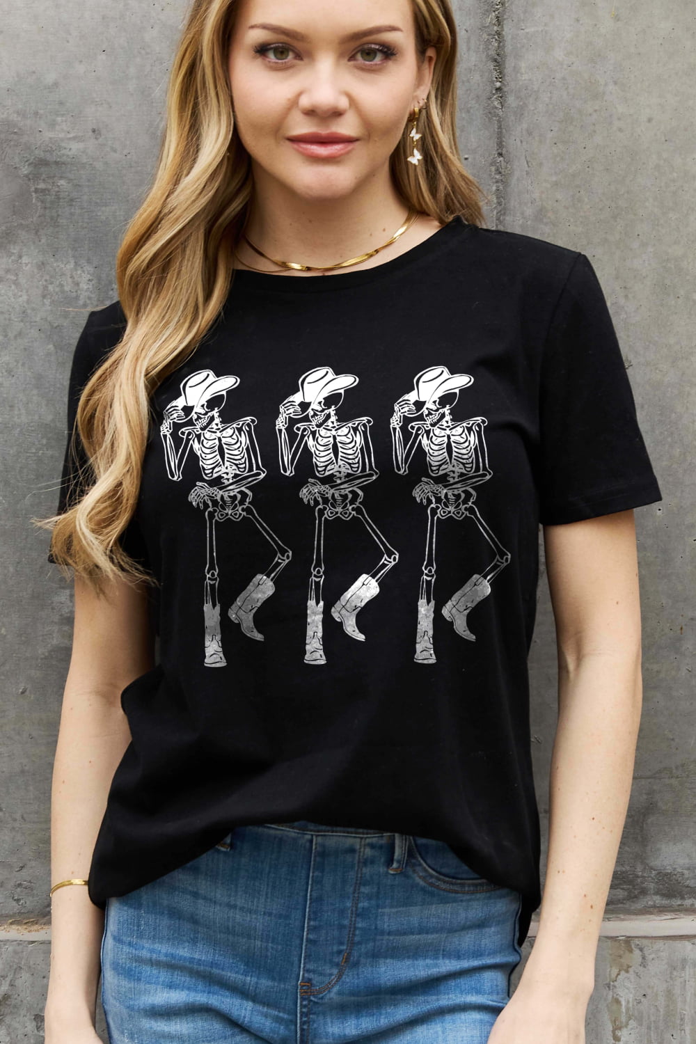 Triple Threat Skeletons Graphic Cotton Tee