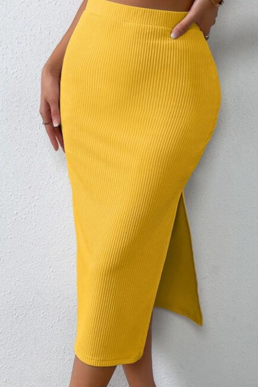 Such a Serve Ribbed Tank and Slit Skirt Set