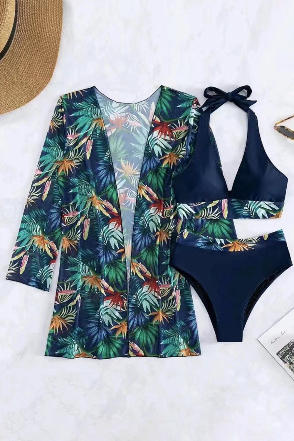 Halter Neck Three-Piece Swim Set