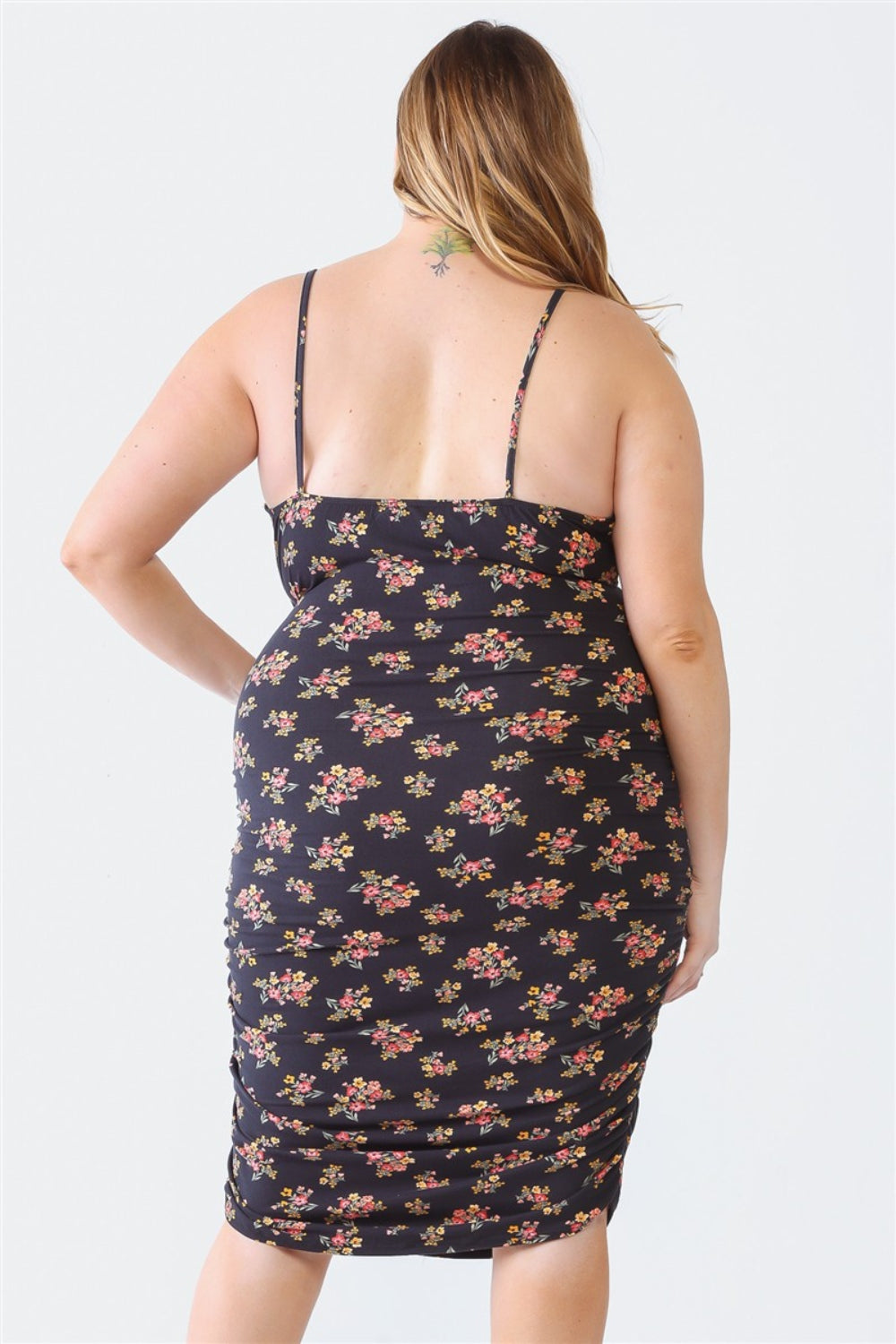 Blue Floral Square Neck Cami Dress Plus Size