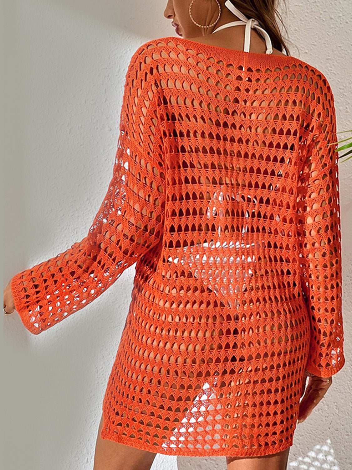 Openwork Long Sleeve Cover-Up