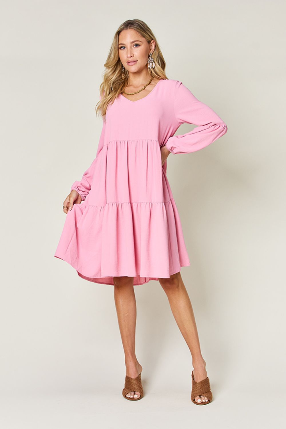 V-Neck Short Tiered Dress