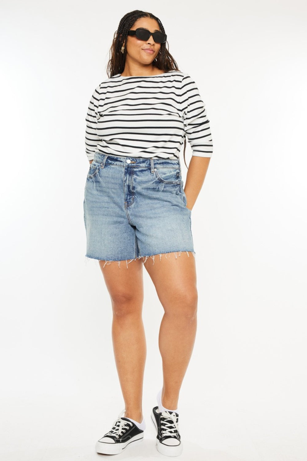 Raw Hem High Waisted Denim Shorts