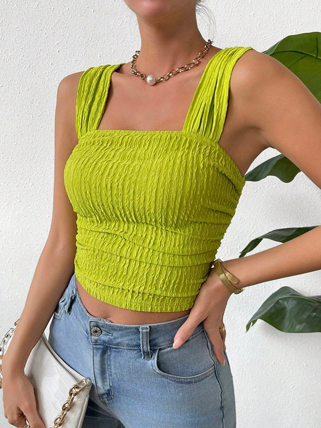 Beautiful Textured Wide Strap Tank