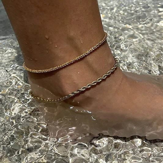 Twist Chain Anklet Stainless Steel