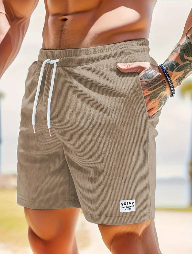 Lace-up Drawstring Corduroy Sports Short