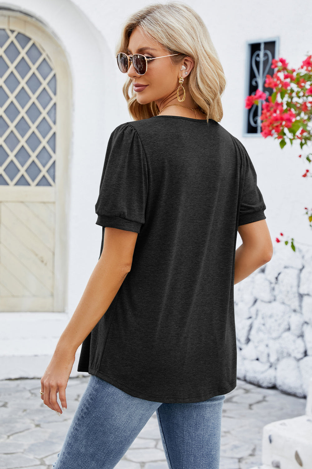 Ruched Short Sleeve Blouse