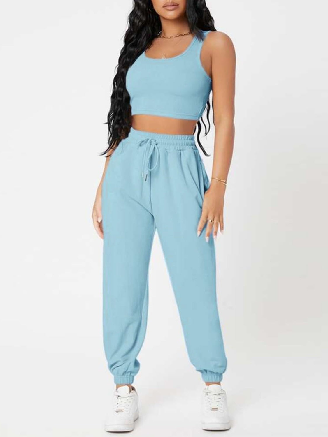 Activewear Top and Drawstring Joggers Set