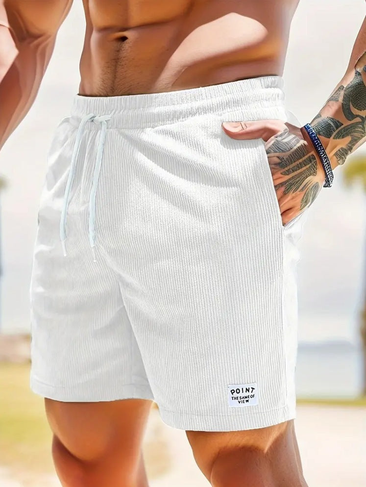 Lace-up Drawstring Corduroy Sports Short