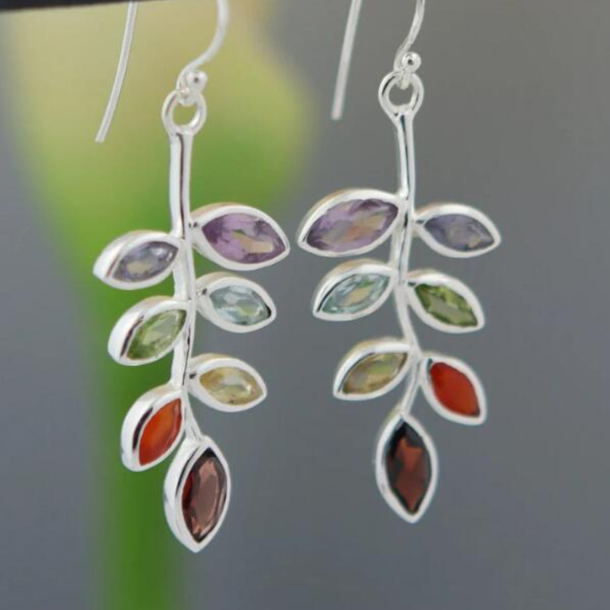 Stained Glass Leaf Earrings