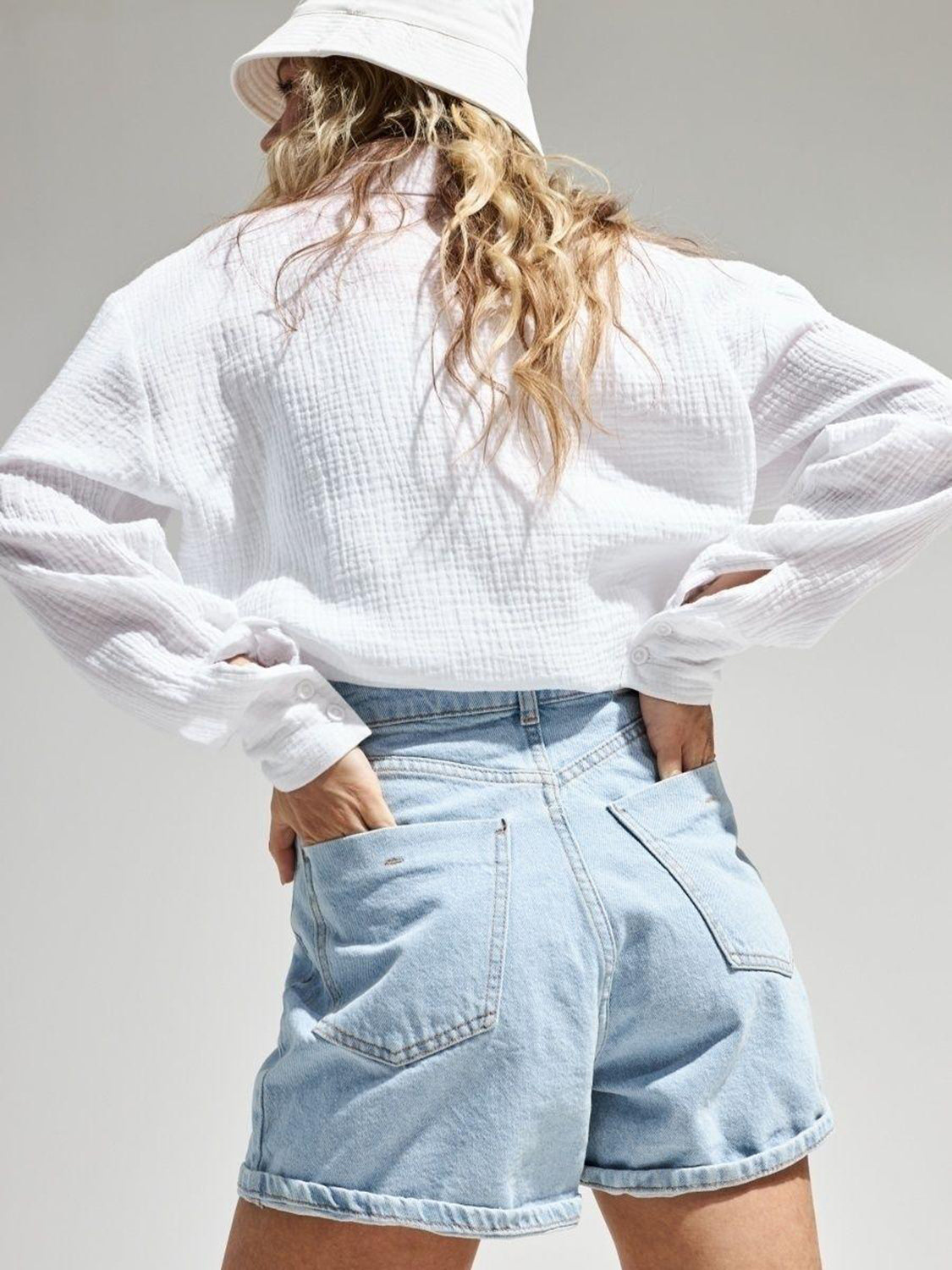 Textured Collared Long Sleeve Shirt