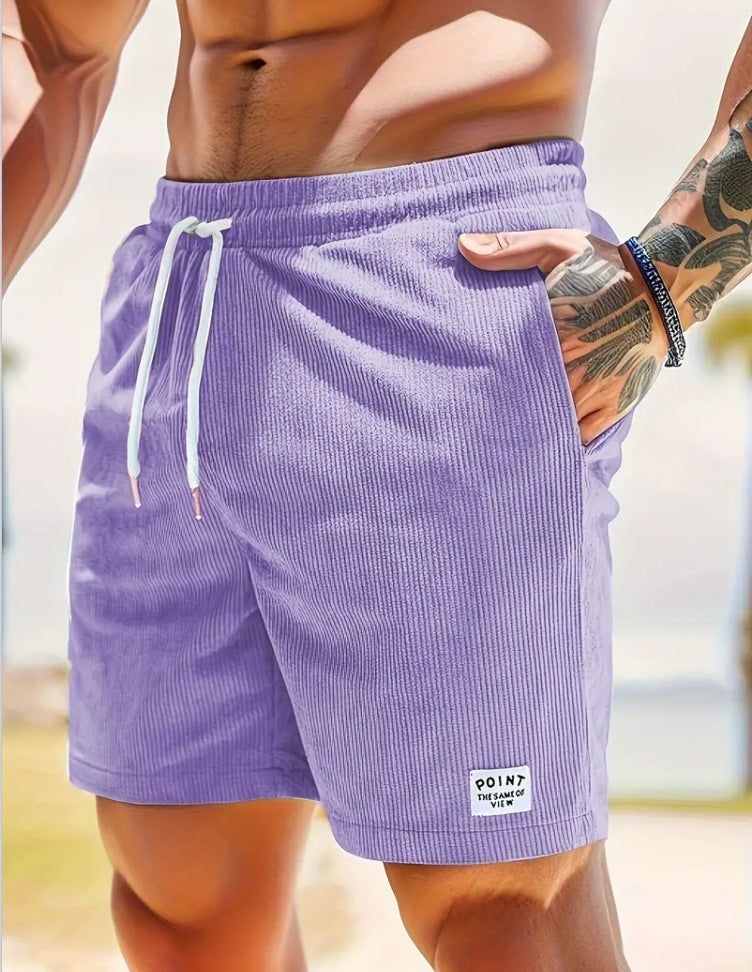 Lace-up Drawstring Corduroy Sports Short