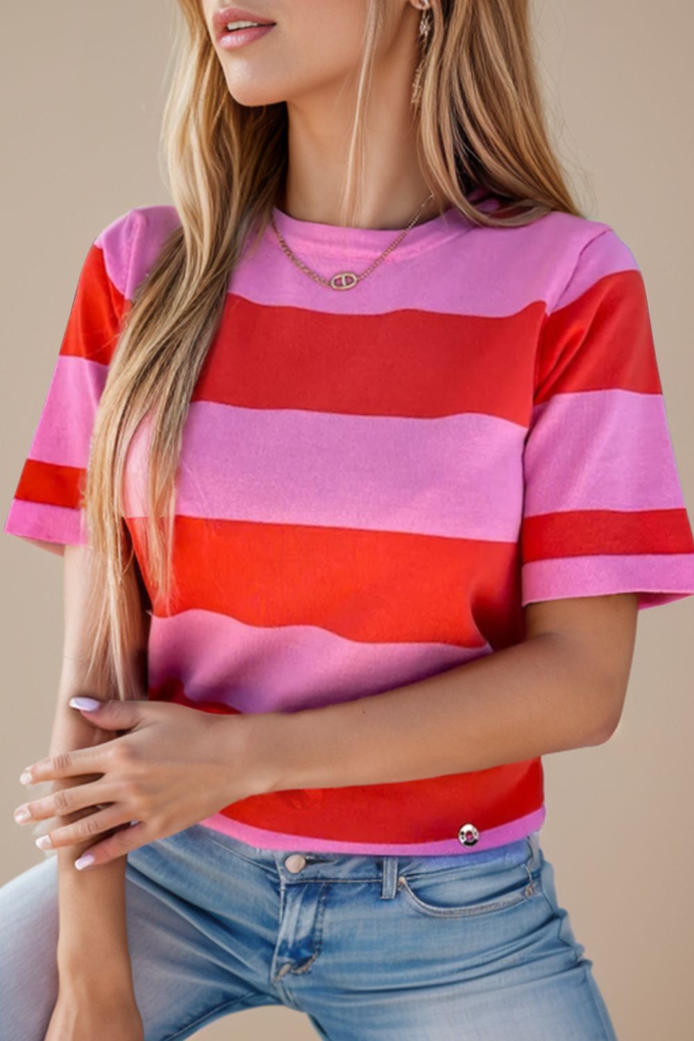 Color Block Lover Short Sleeve T-Shirt