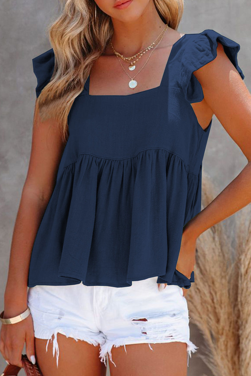 Ruffled Square Neck Blouse