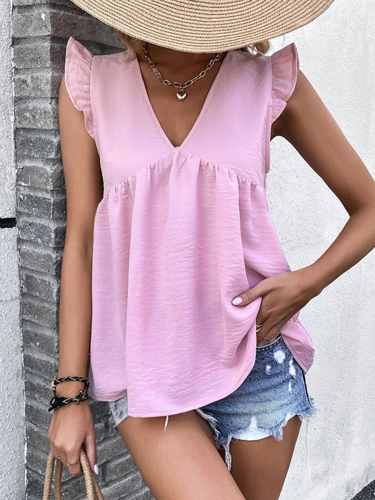 Ruffled V-Neck Blouse