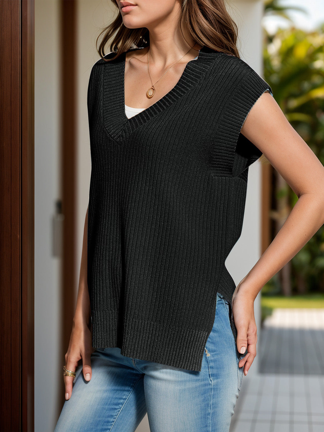 V-Neck Knit Vest