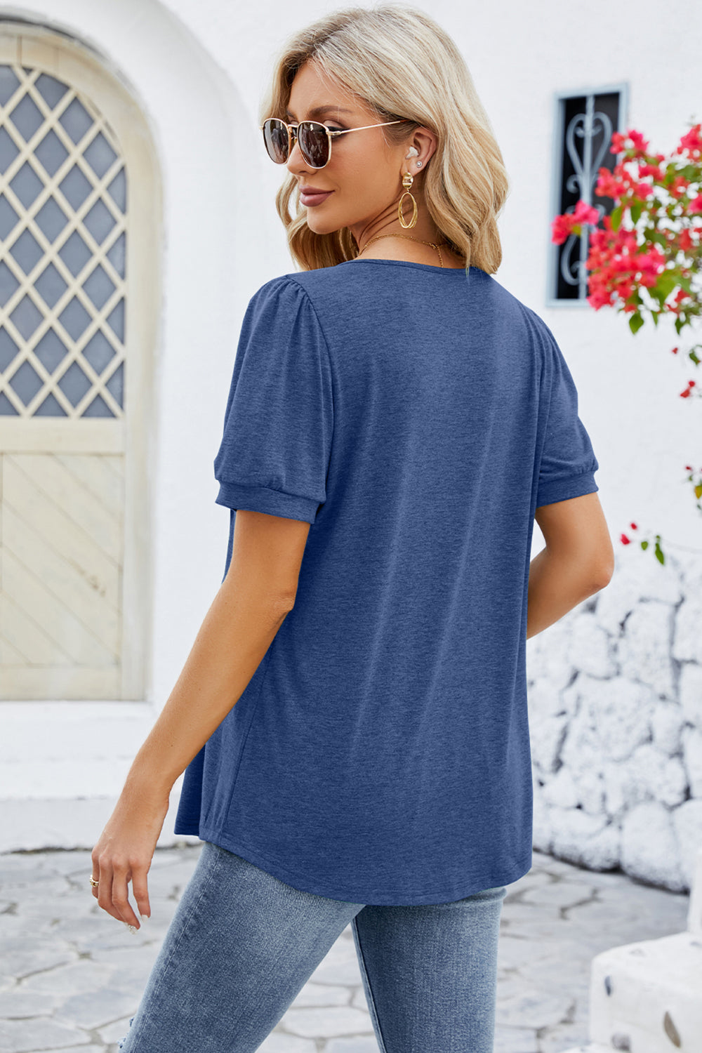 Ruched Short Sleeve Blouse