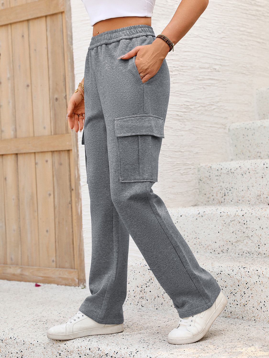 Elastic Waist Cargo Sweats