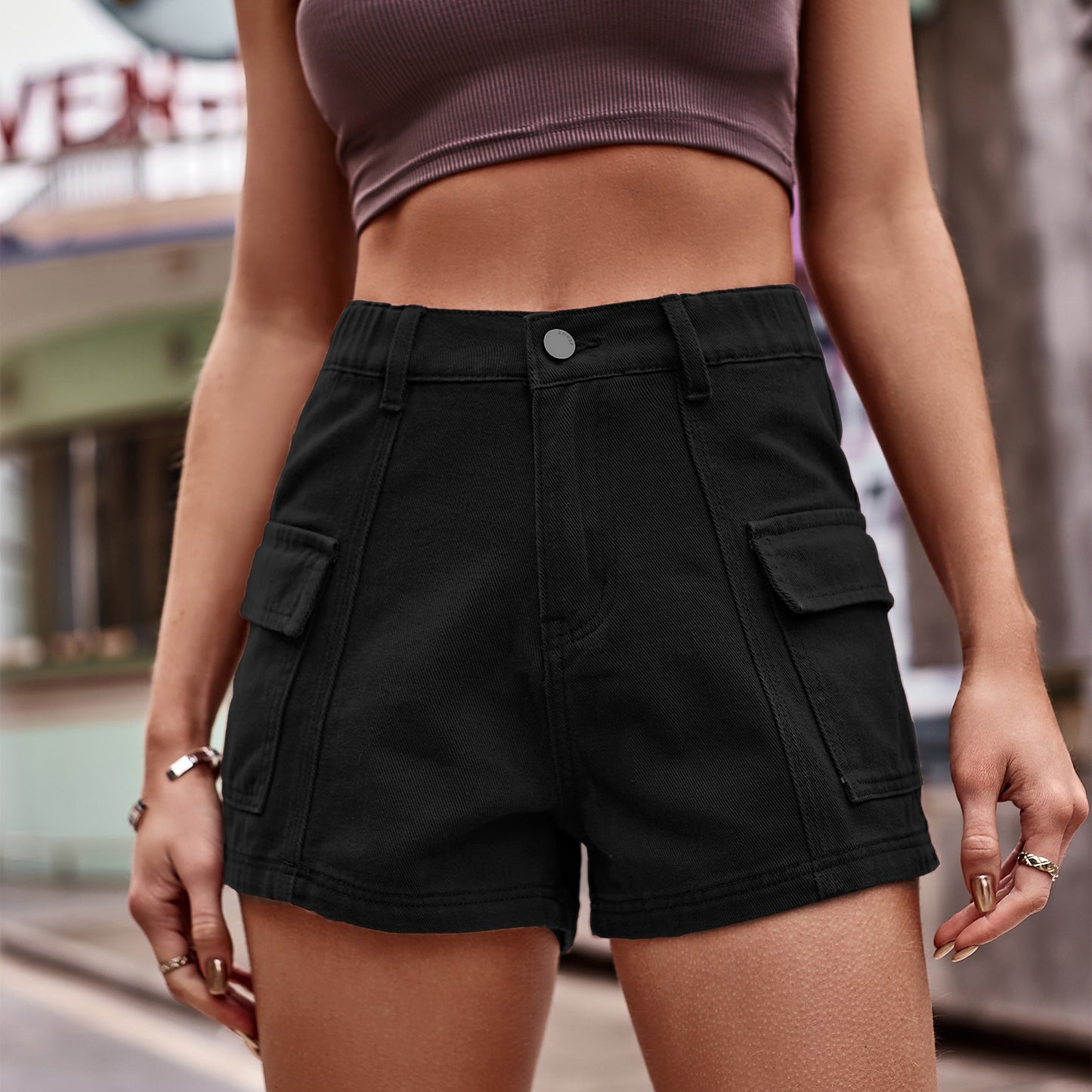 High-Waisted Denim Shorts