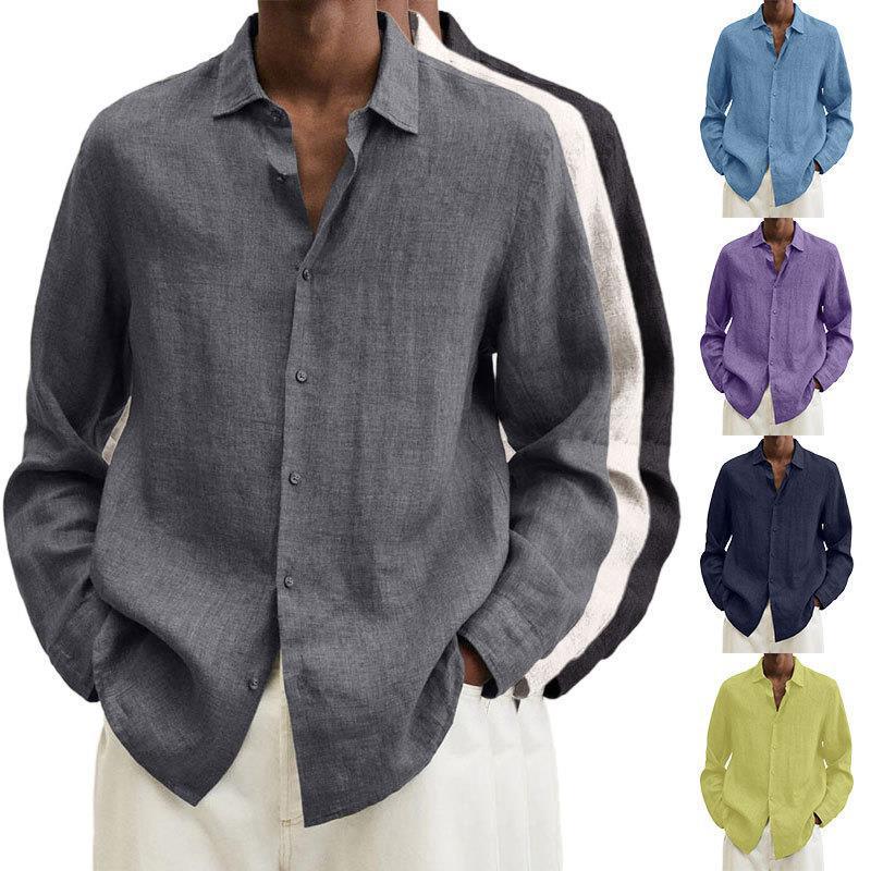 Long Sleeve Men's Loose Button Shirt Top