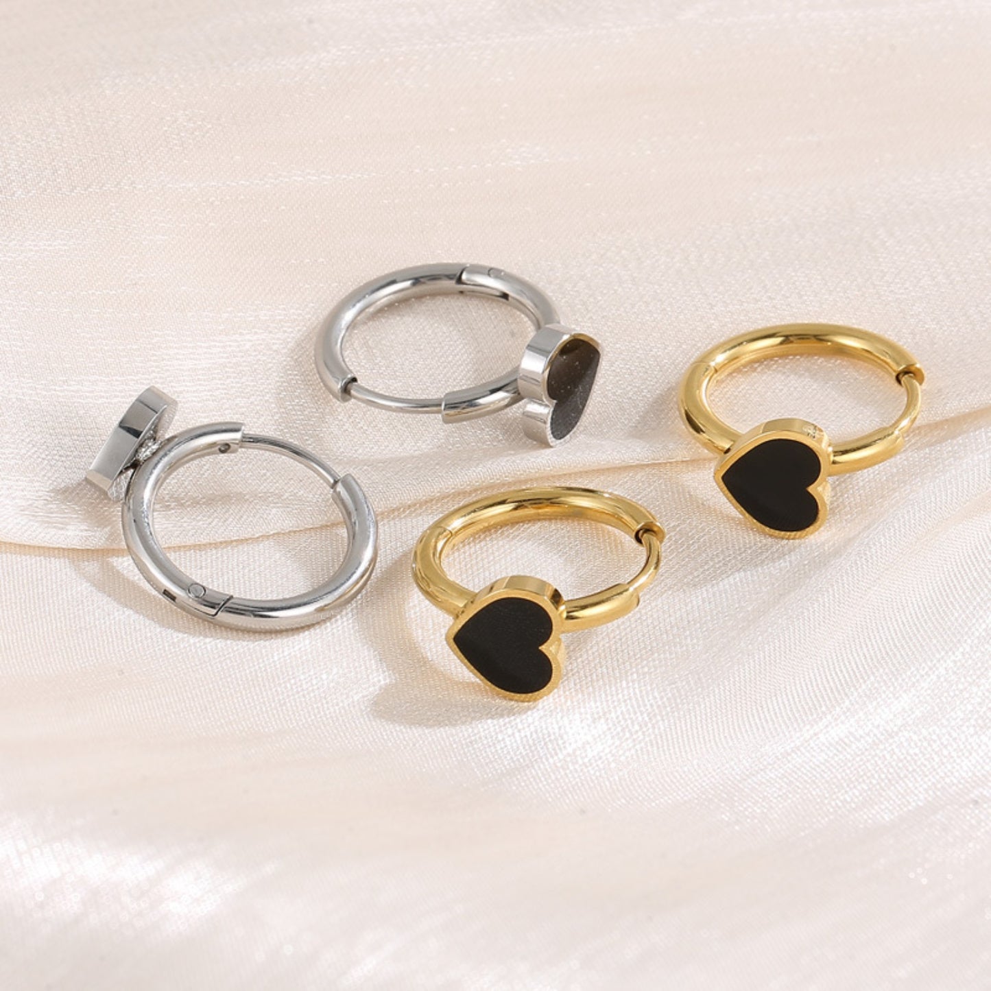 Voided Heart Mini Hoop Earrings