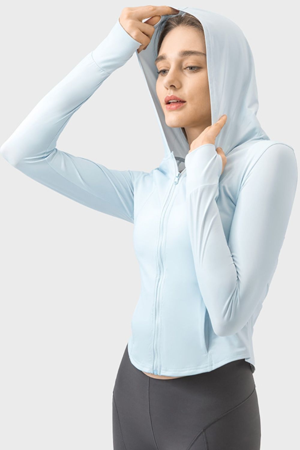 Slim Fit Zip Up Hoodie Long Sleeve Active Outerwear