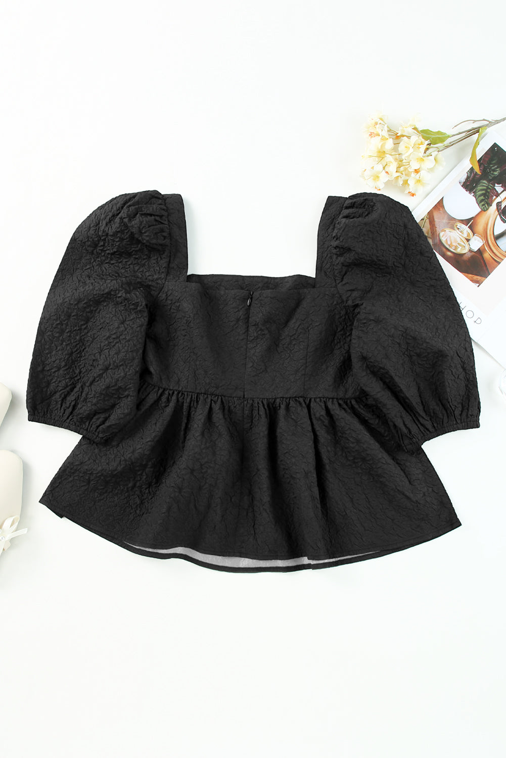 Square Neck Peplum Blouse