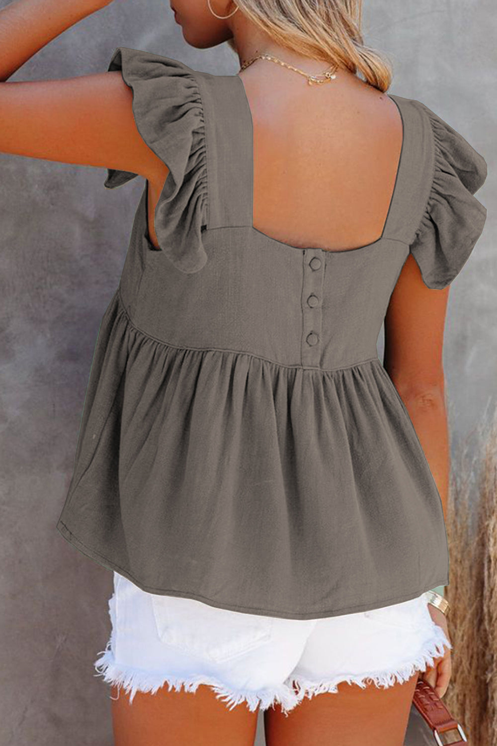 Ruffled Square Neck Blouse