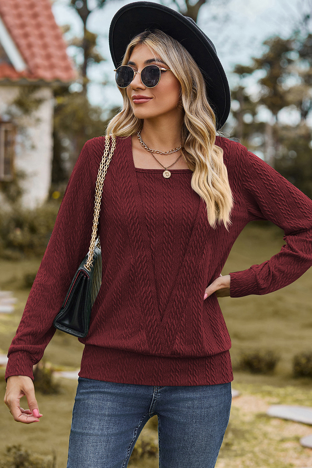 Layered Square Neck Long Sleeve