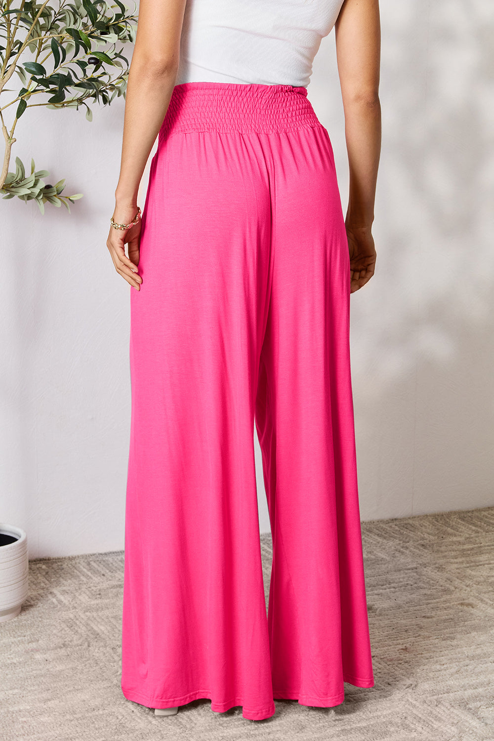 Smocked Wide Leg Pants