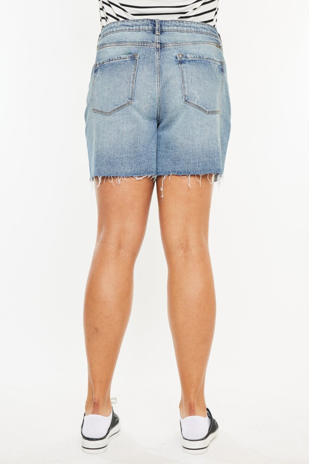 Raw Hem High Waisted Denim Shorts