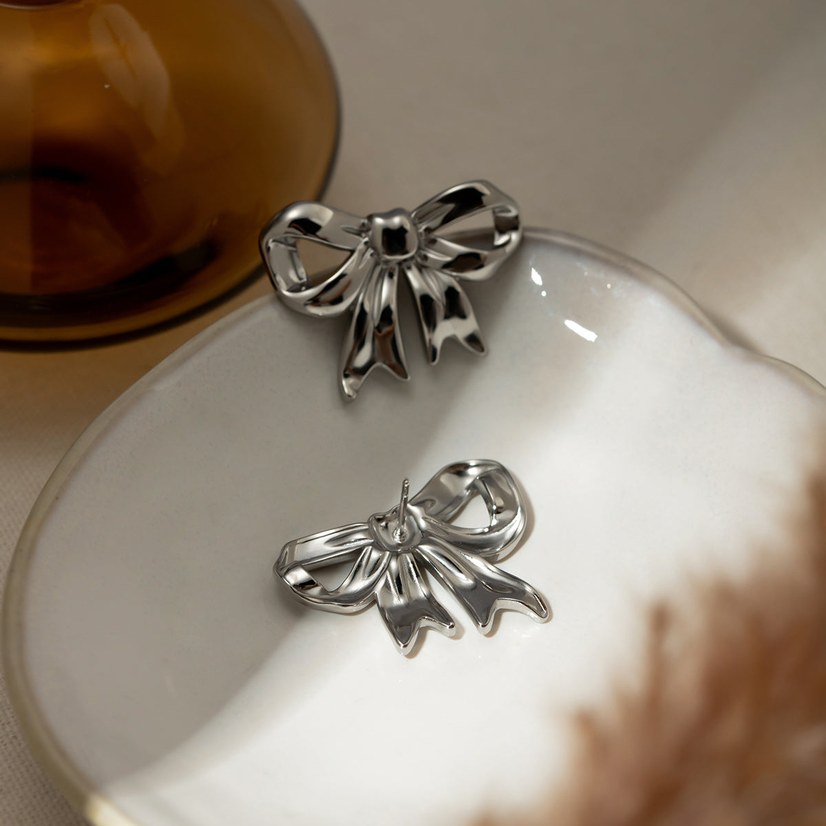 Silver Bow Earrings