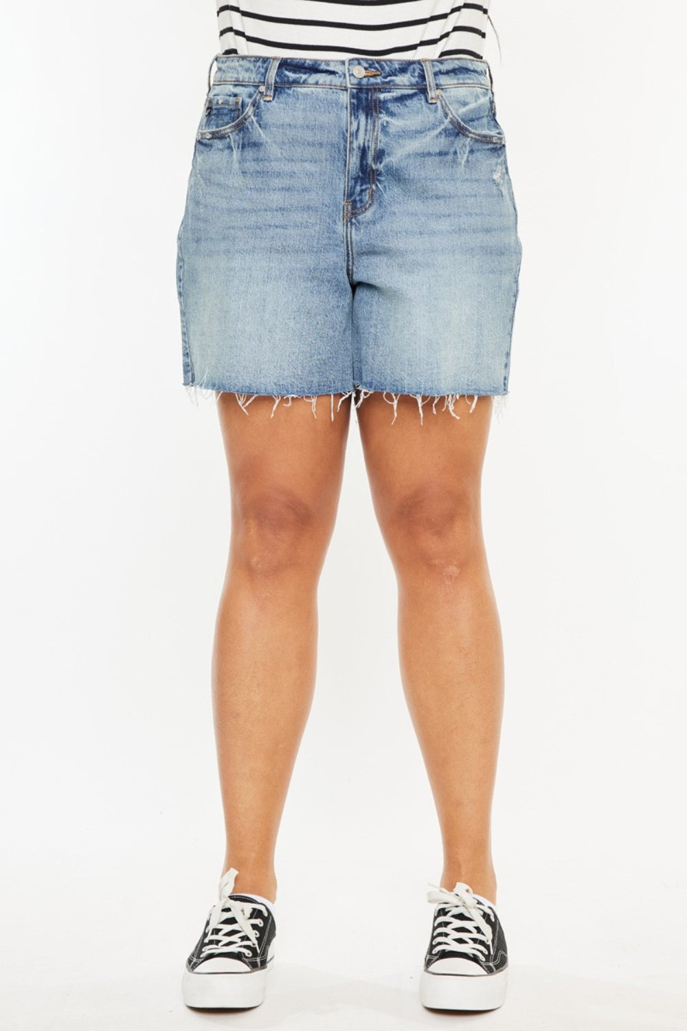 Raw Hem High Waisted Denim Shorts