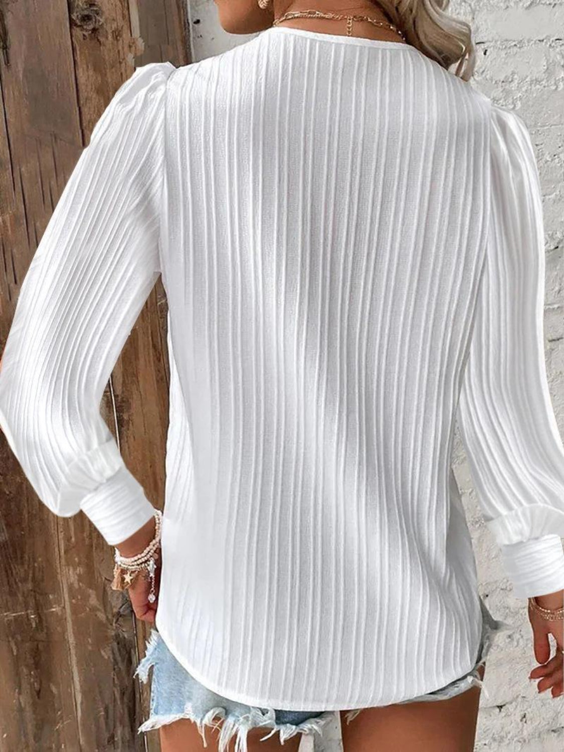 Textured Long Sleeve Blouse