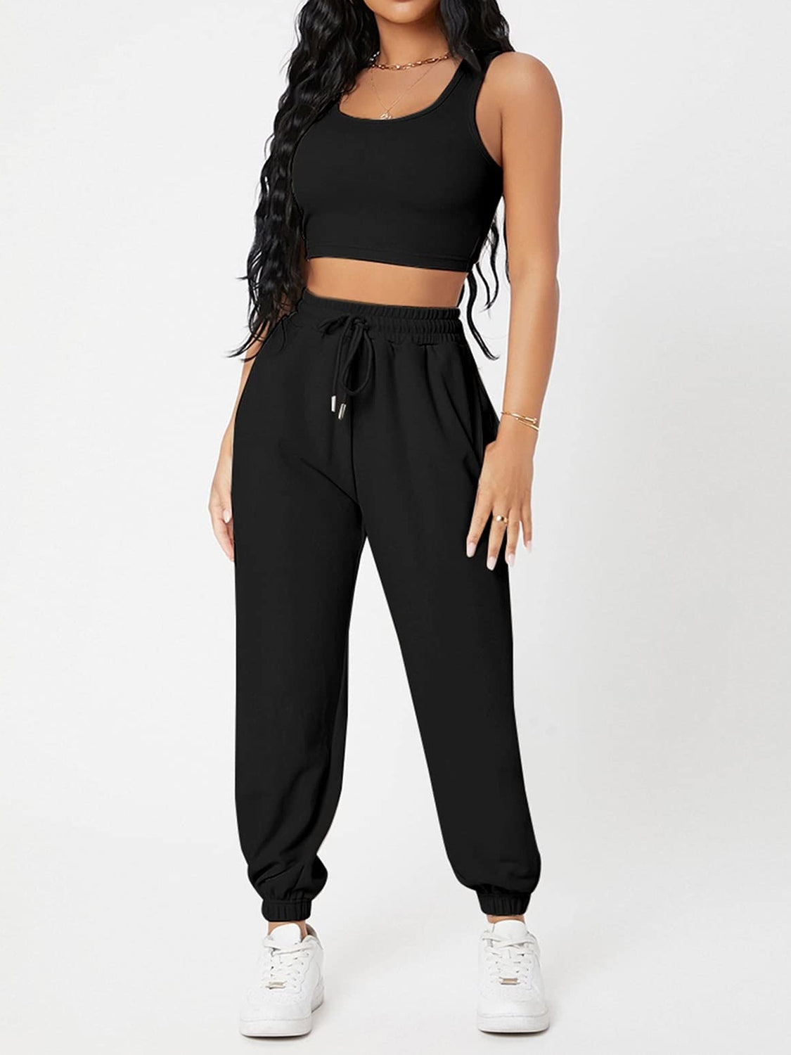 Activewear Top and Drawstring Joggers Set