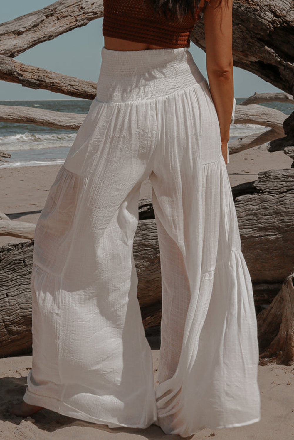 Smock Tied Wide Leg Pants