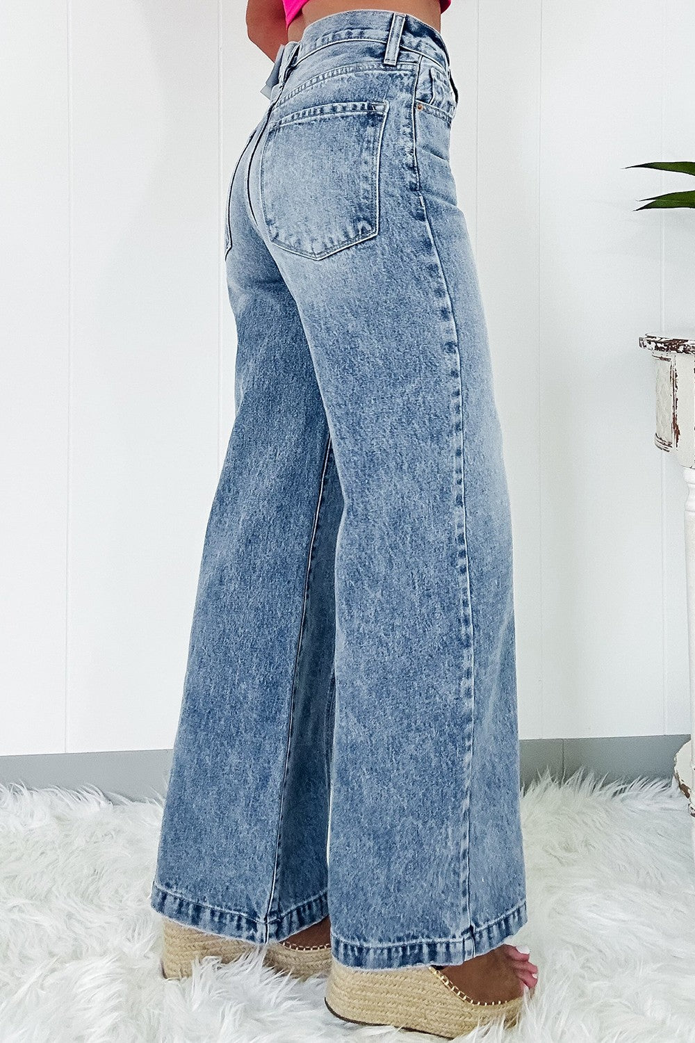 High Waist Wide Leg Gorgeous Wash Jeans