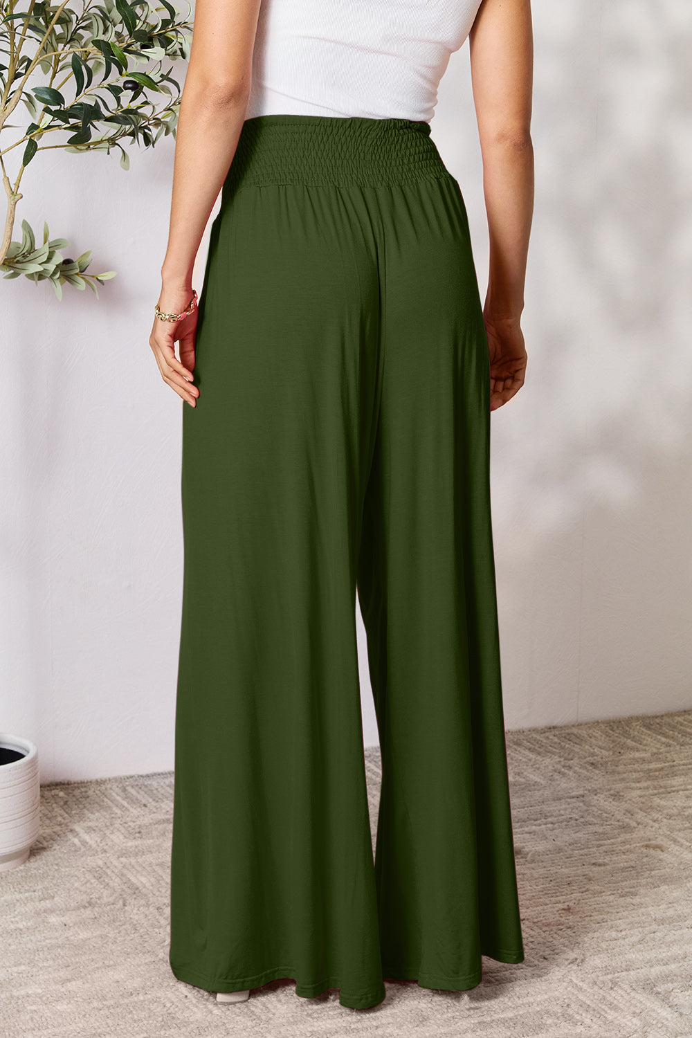 Smocked Wide Leg Pants