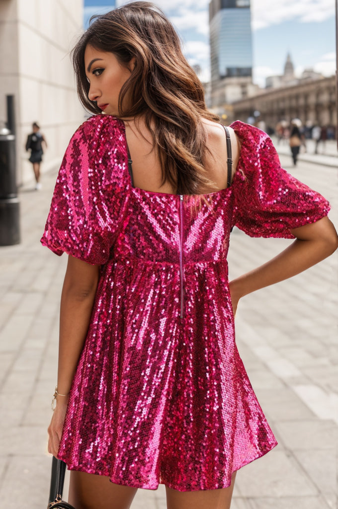 Bling Square Neck Sequin Romper