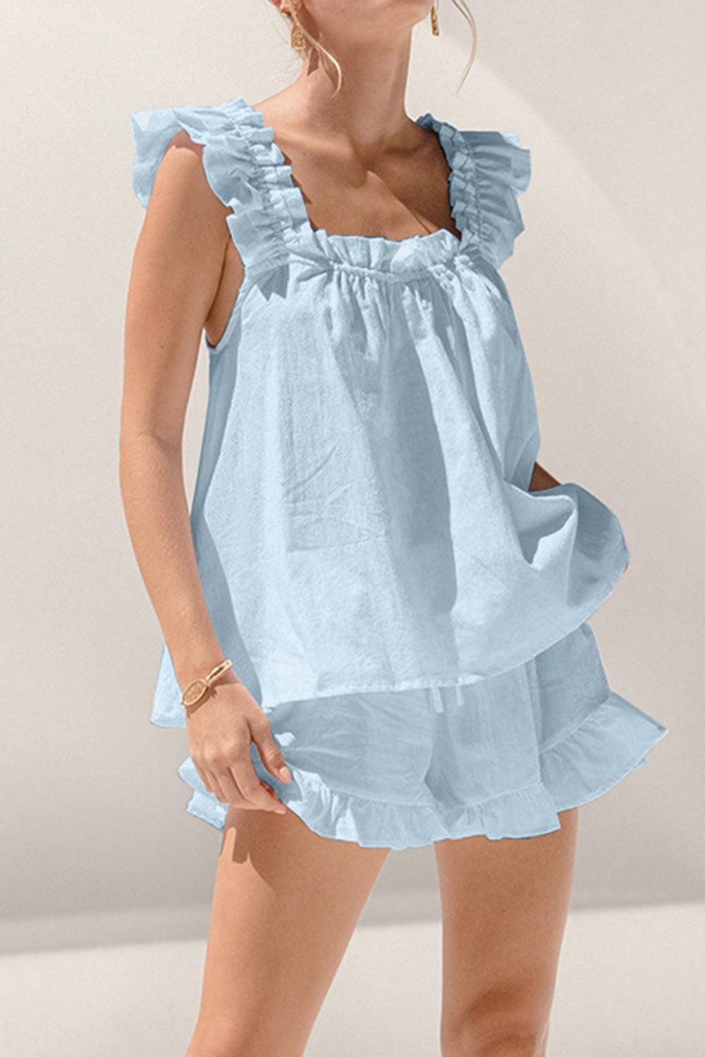 Feathers Ruffled Top and Shorts Set